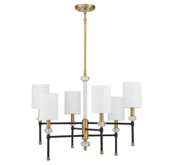 Tivoli 6-Light Chandelier in Matte Black with Warm Brass Accents - Image 2