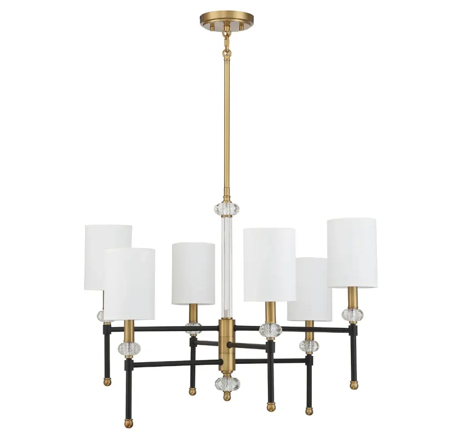 Tivoli 6-Light Chandelier in Matte Black with Warm Brass Accents - Image 2