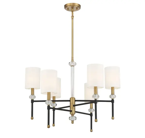 Tivoli 6-Light Chandelier in Matte Black with Warm Brass Accents - Image 5