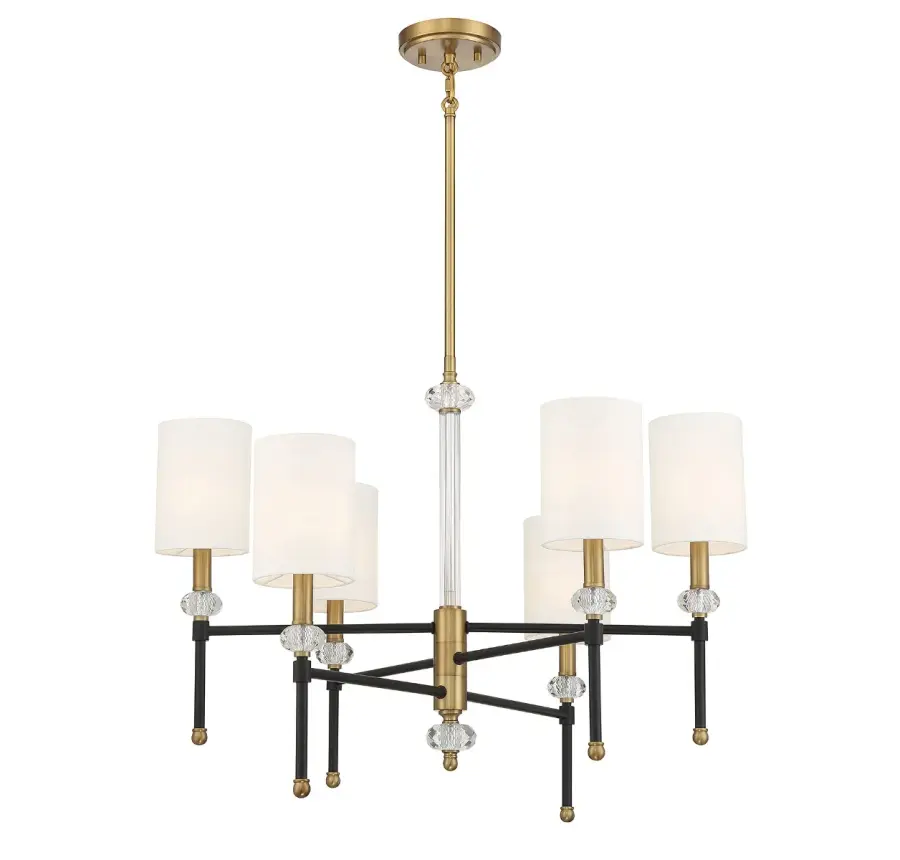 Tivoli 6-Light Chandelier in Matte Black with Warm Brass Accents - Image 5