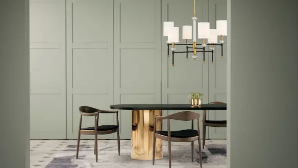 Tivoli 6-Light Chandelier in Matte Black with Warm Brass Accents - Image 6