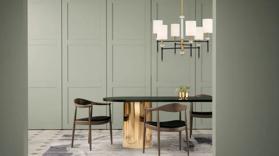 Tivoli 6-Light Chandelier in Matte Black with Warm Brass Accents - Image 6