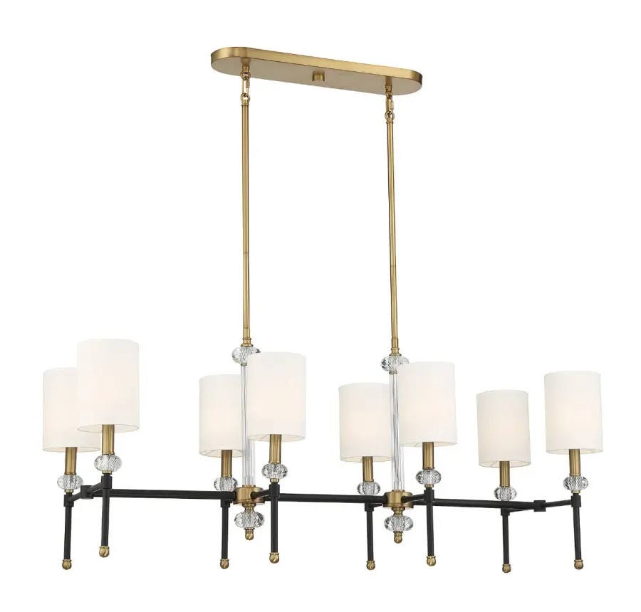 Tivoli 8-Light Linear Chandelier in Matte Black with Warm Brass Accents - Image 1