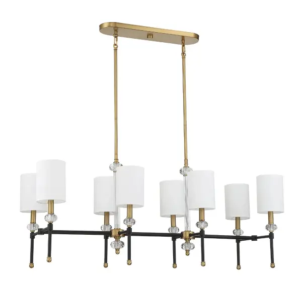 Tivoli 8-Light Linear Chandelier in Matte Black with Warm Brass Accents - alternate view