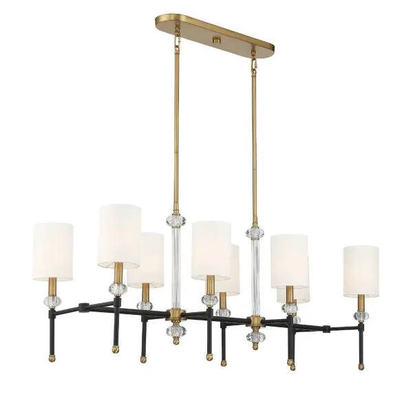 Tivoli 8-Light Linear Chandelier in Matte Black with Warm Brass Accents - Image 4