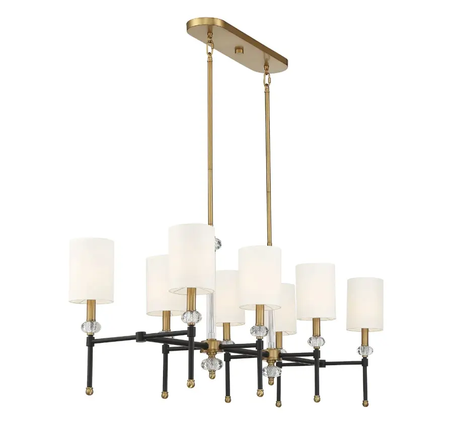 Tivoli 8-Light Linear Chandelier in Matte Black with Warm Brass Accents - Image 5