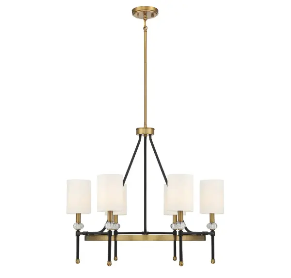 Tivoli 6-Light Chandelier in Matte Black with Warm Brass Accents