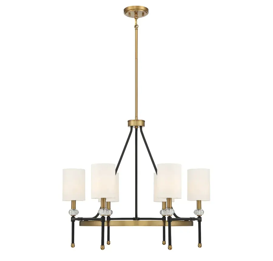 Tivoli 6-Light Chandelier in Matte Black with Warm Brass Accents - Image 1
