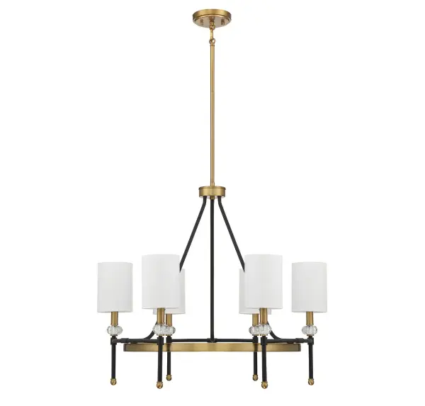 Tivoli 6-Light Chandelier in Matte Black with Warm Brass Accents - alternate view