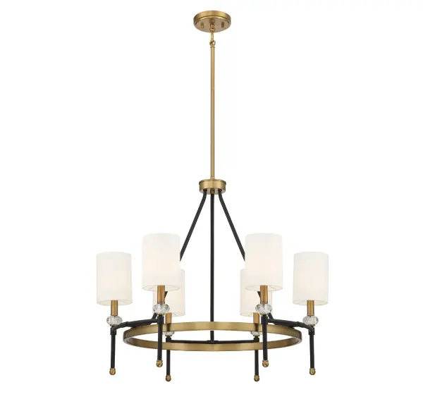 Tivoli 6-Light Chandelier in Matte Black with Warm Brass Accents - Image 3