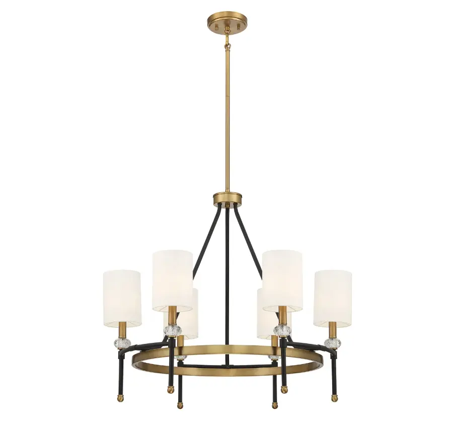 Tivoli 6-Light Chandelier in Matte Black with Warm Brass Accents - Image 3