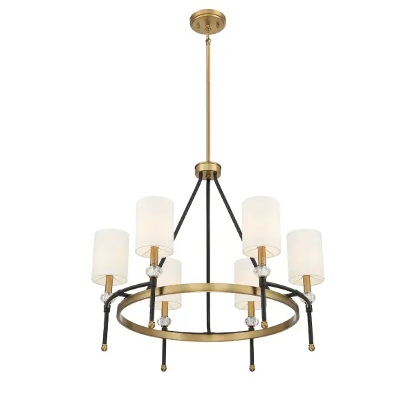 Tivoli 6-Light Chandelier in Matte Black with Warm Brass Accents - Image 4