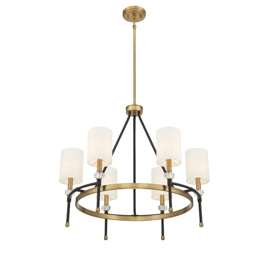 Tivoli 6-Light Chandelier in Matte Black with Warm Brass Accents - Image 4