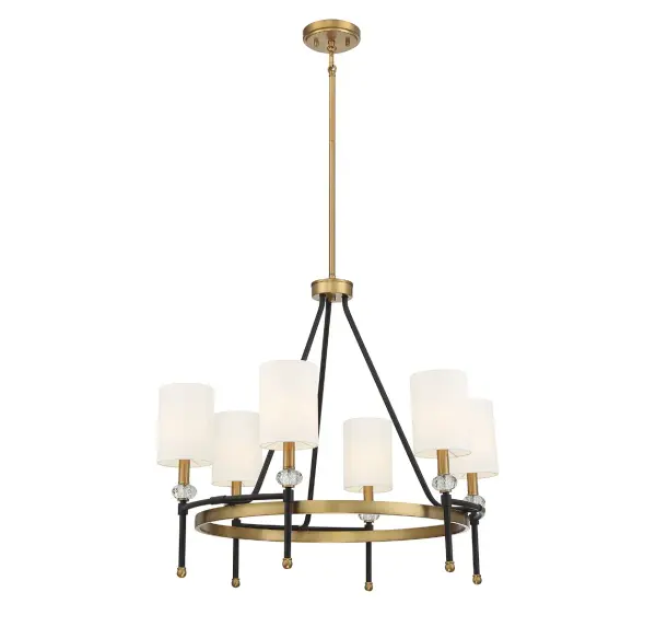 Tivoli 6-Light Chandelier in Matte Black with Warm Brass Accents - Image 5