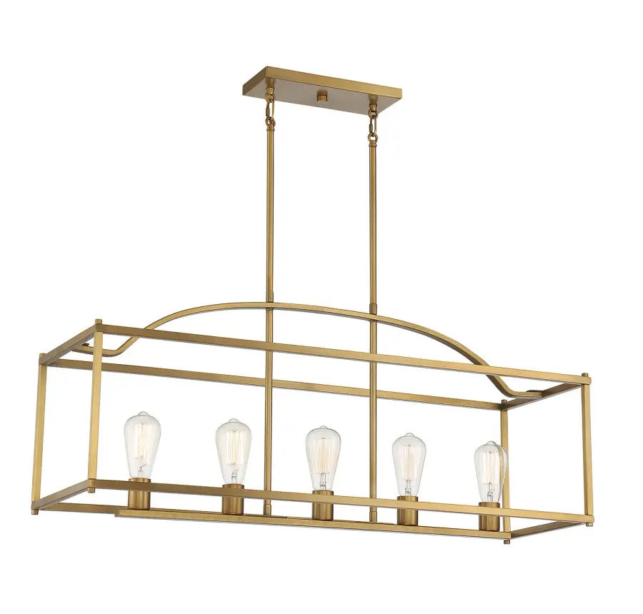 Palladian Five Light Linear Chandelier in Warm Brass - Image 1