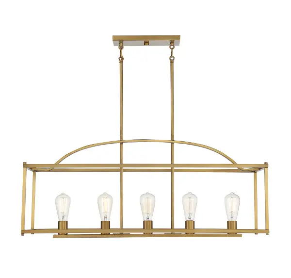 Palladian Five Light Linear Chandelier in Warm Brass - Image 3
