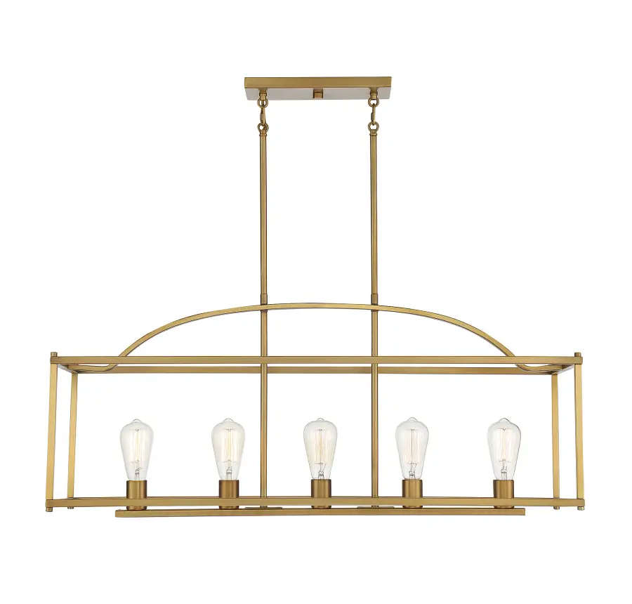Palladian Five Light Linear Chandelier in Warm Brass - Image 3