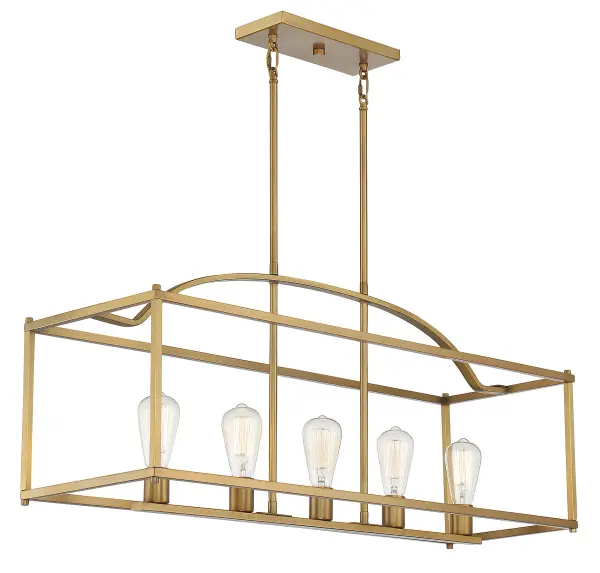Palladian Five Light Linear Chandelier in Warm Brass - Image 4