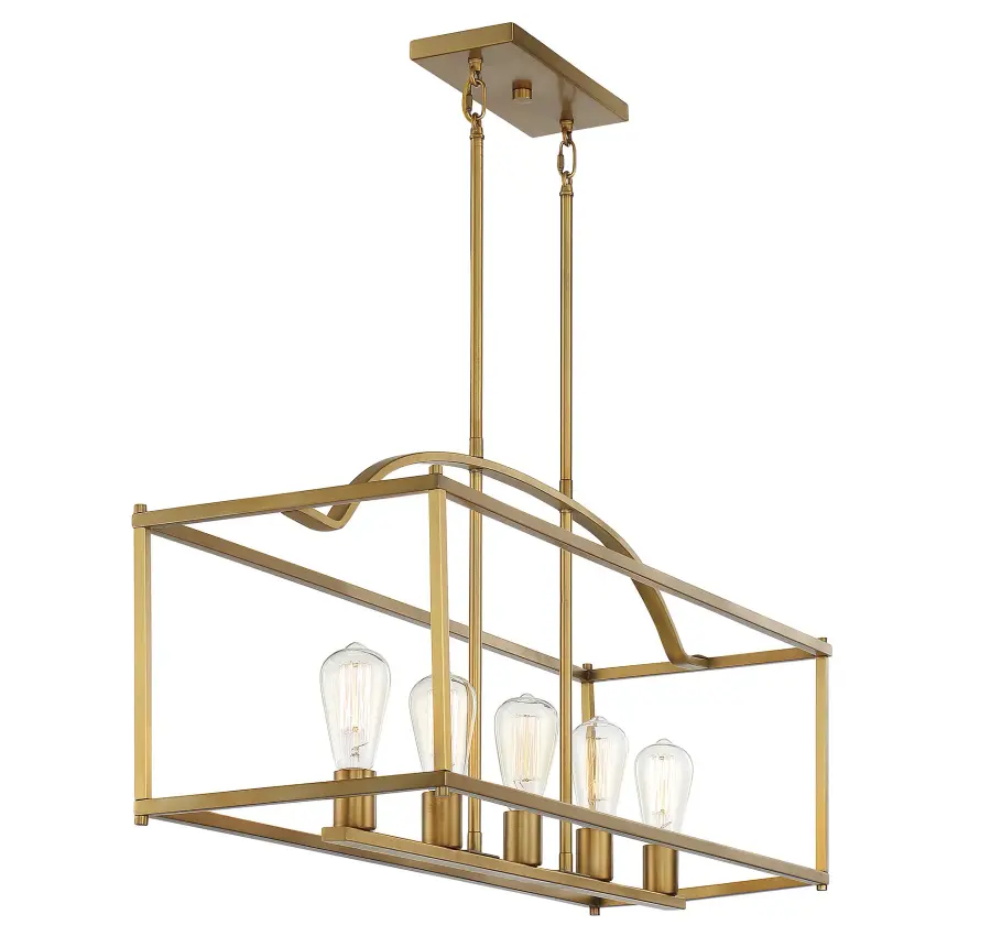 Palladian Five Light Linear Chandelier in Warm Brass - Image 5