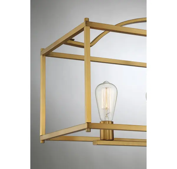 Palladian Five Light Linear Chandelier in Warm Brass - Image 6