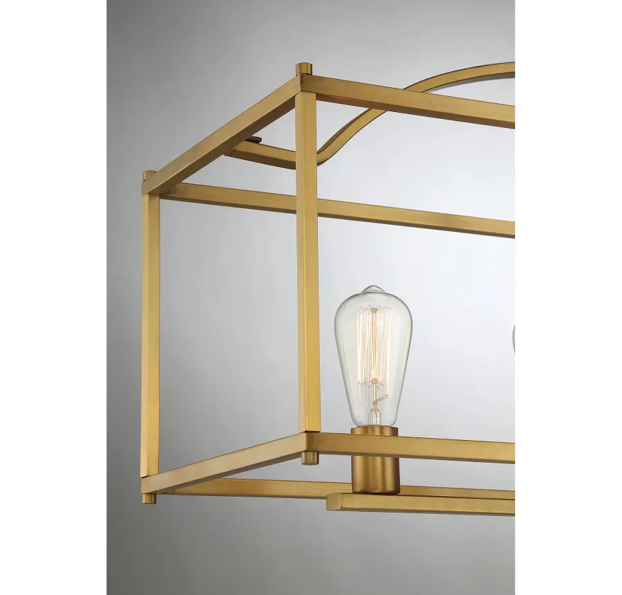 Palladian Five Light Linear Chandelier in Warm Brass - Image 6