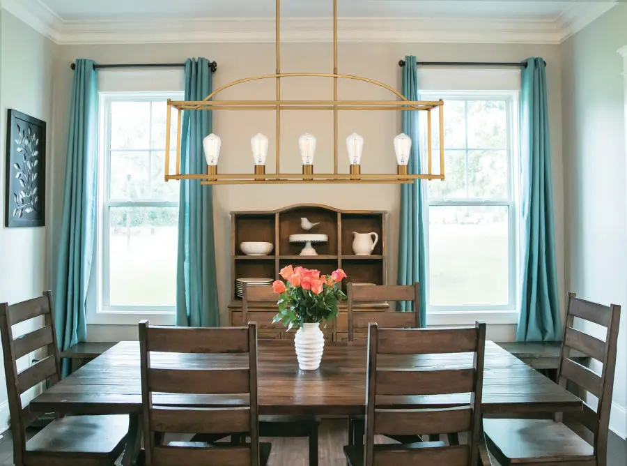 Palladian Five Light Linear Chandelier in Warm Brass - Image 7