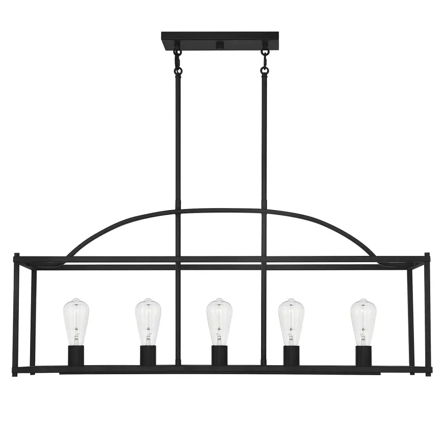 Palladian 5-Light Linear Chandelier in Matte Black - Image 2