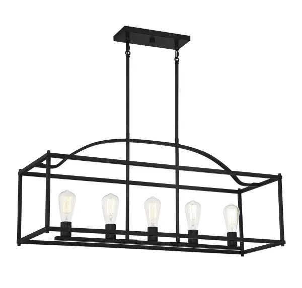 Palladian 5-Light Linear Chandelier in Matte Black - Image 3