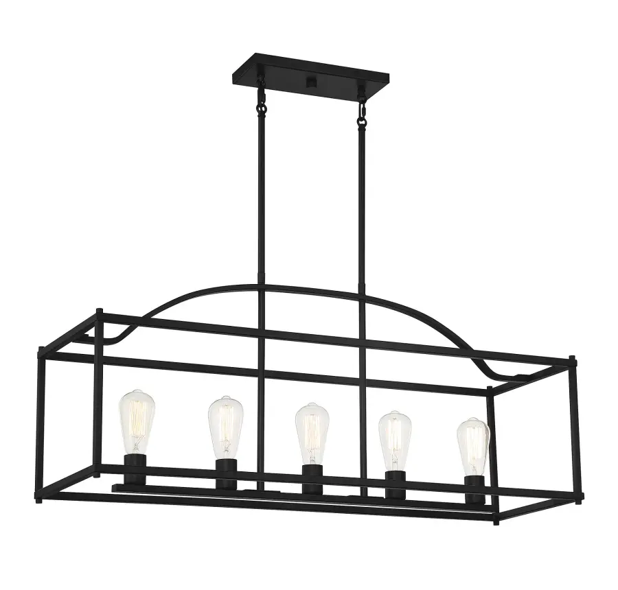 Palladian 5-Light Linear Chandelier in Matte Black - Image 3