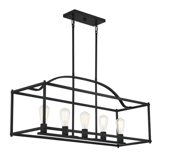 Palladian 5-Light Linear Chandelier in Matte Black - Image 4