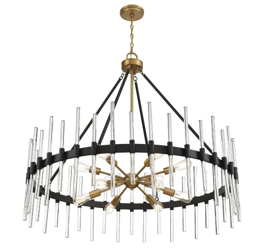 Santiago 12-Light Chandelier in Matte Black with Warm Brass Accents - Image 4