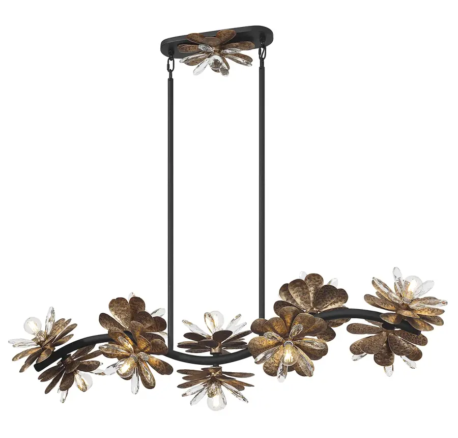 Giselle 10-Light Linear Chandelier in Dephine - Image 1