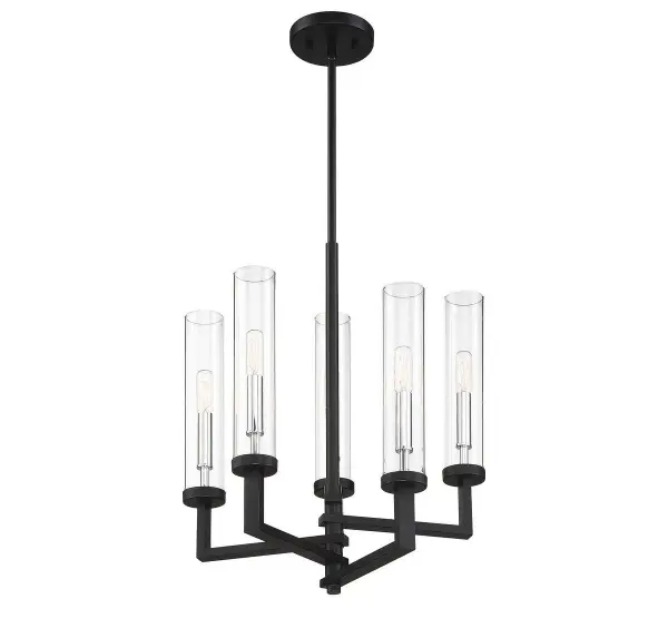 Folsom 5-Light Adjustable Chandelier in Matte Black with Polished Chrome Accents - Image 4