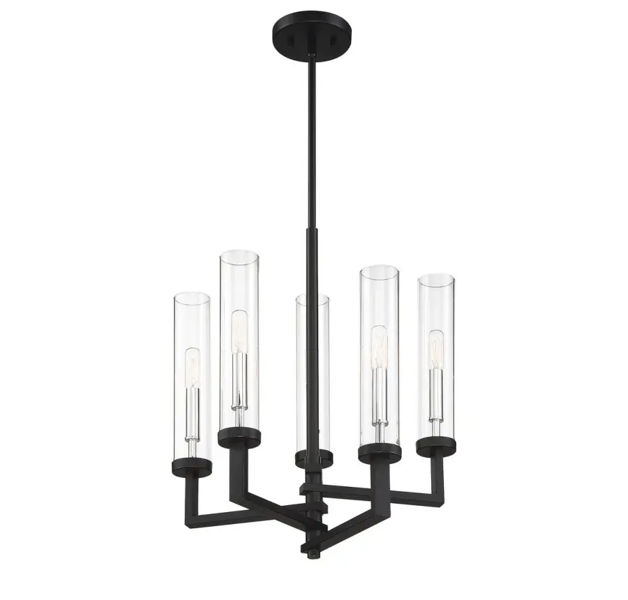 Folsom 5-Light Adjustable Chandelier in Matte Black with Polished Chrome Accents - Image 4