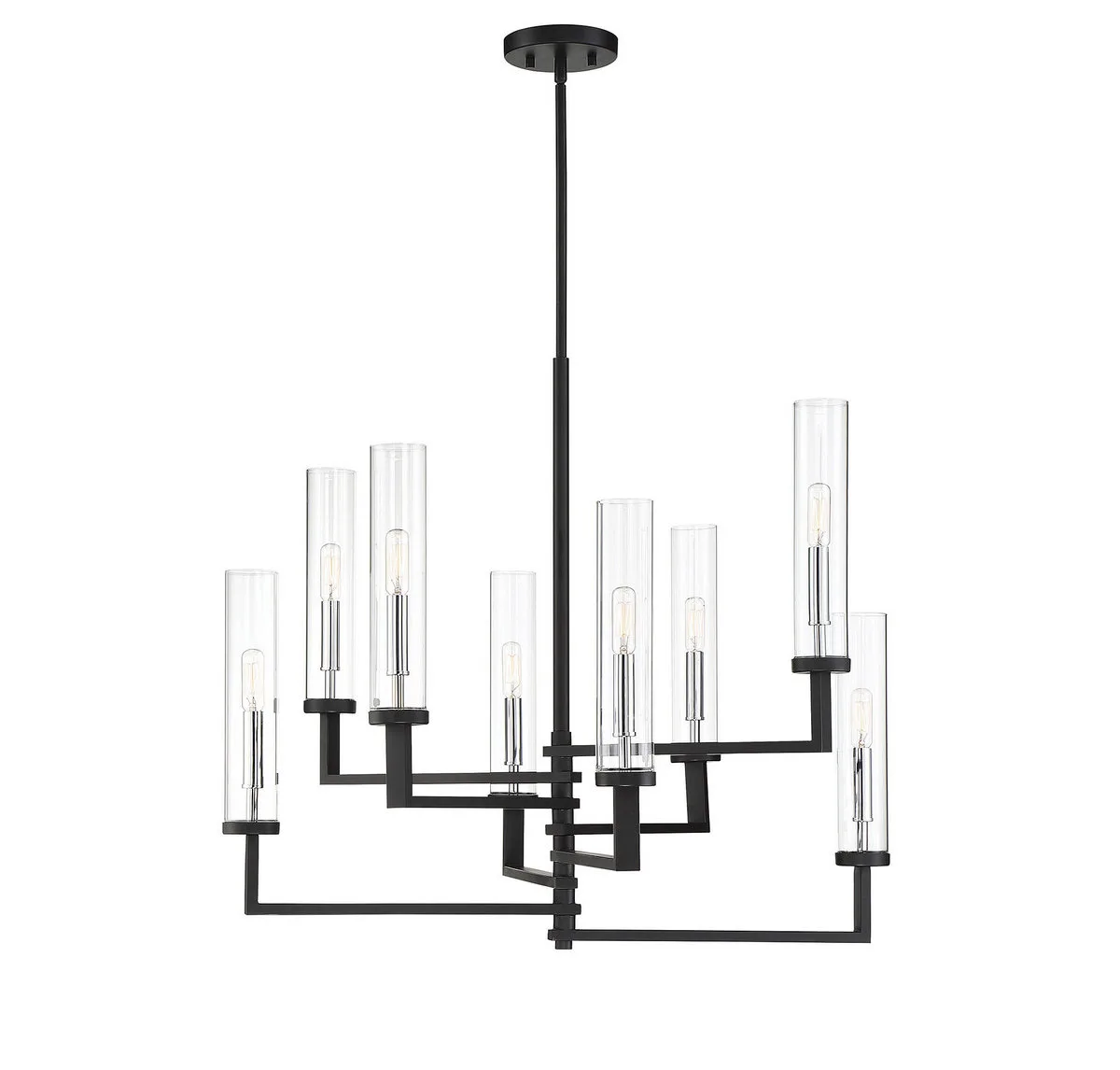 Folsom 8-Light Chandelier in Matte Black with Polished Chrome