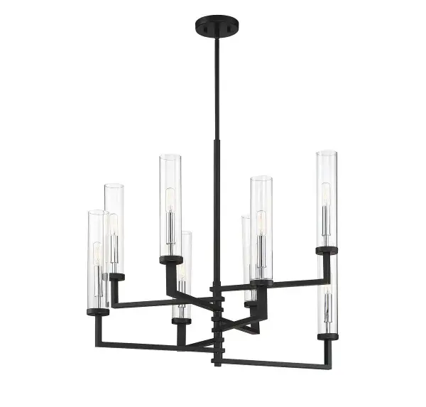 Folsom 8-Light Adjustable Chandelier in Matte Black with Polished Chrome Accents - Image 4
