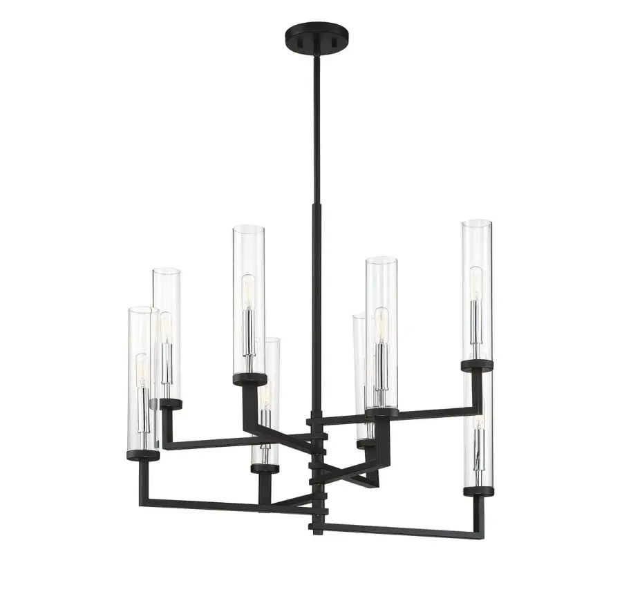 Folsom 8-Light Adjustable Chandelier in Matte Black with Polished Chrome Accents - Image 4