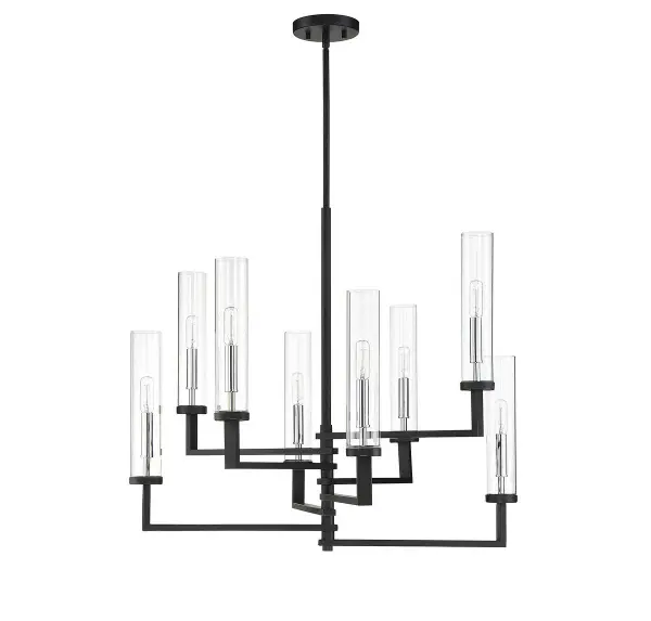 Folsom 8-Light Adjustable Chandelier in Matte Black with Polished Chrome Accents - Image 5