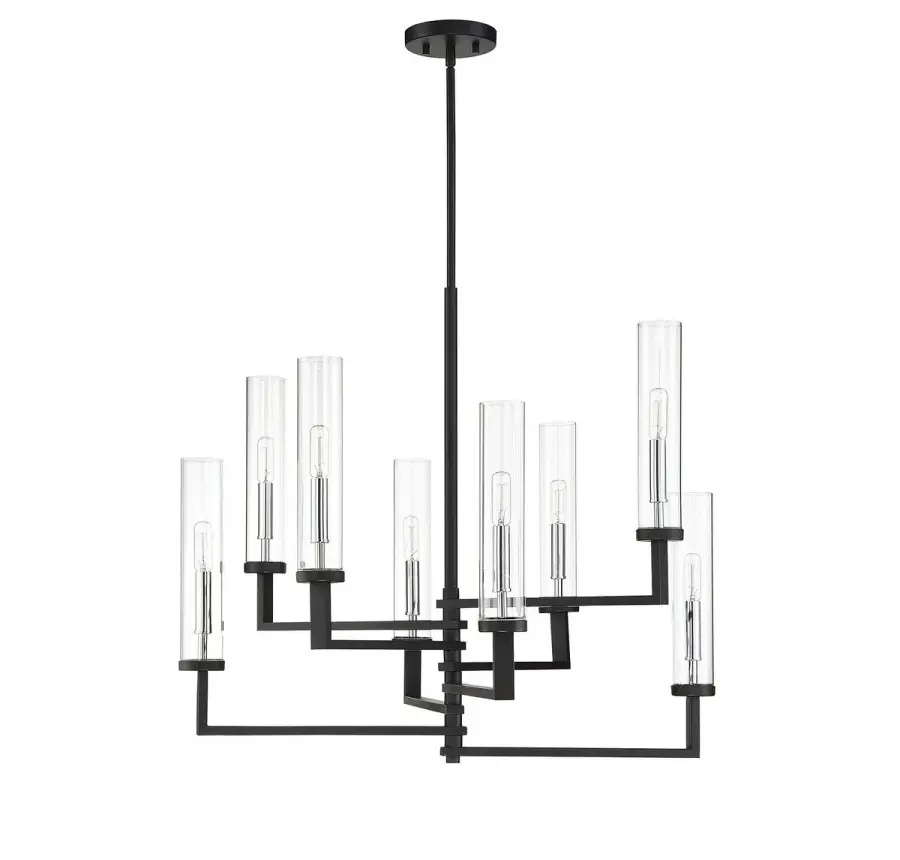 Folsom 8-Light Adjustable Chandelier in Matte Black with Polished Chrome Accents - Image 5