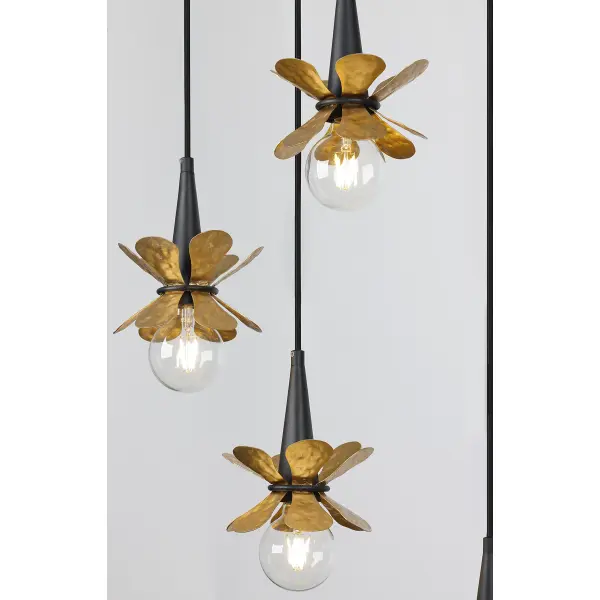 Portinatx 9-Light Linear Chandelier in Satin Black with Hammered Gold by Breegan Jane - Image 5