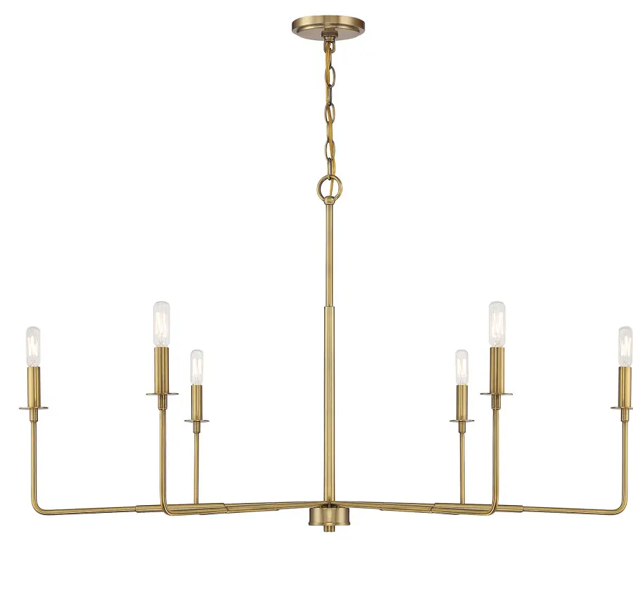 Salerno Six Light Chandelier in Warm Brass - Image 1
