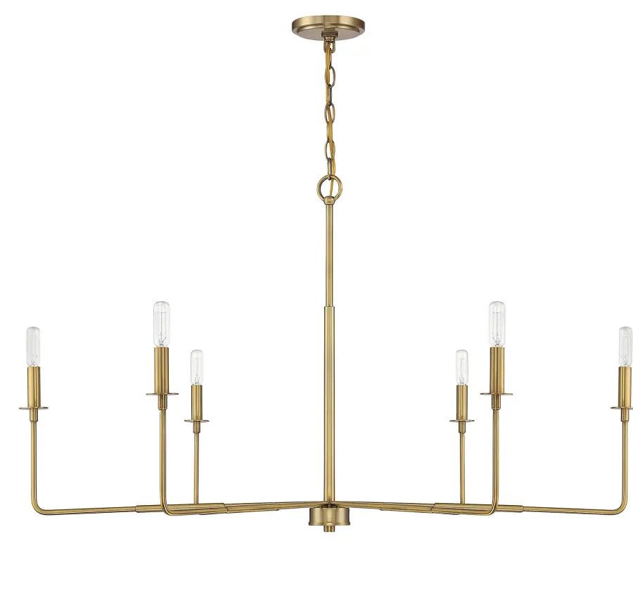 Salerno Six Light Chandelier in Warm Brass - Image 2