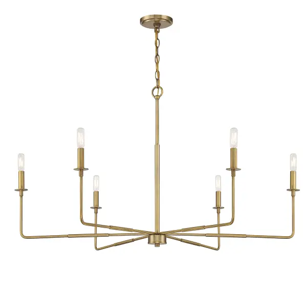 Salerno Six Light Chandelier in Warm Brass - Image 3