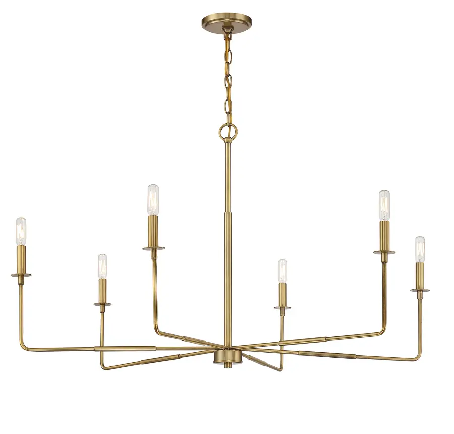 Salerno Six Light Chandelier in Warm Brass - Image 5