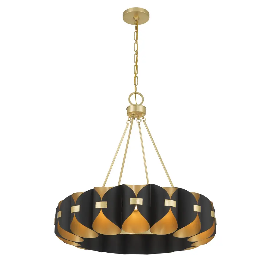 Pelham 16-Light Chandelier in Black Cashmere and True Gold - Image 3