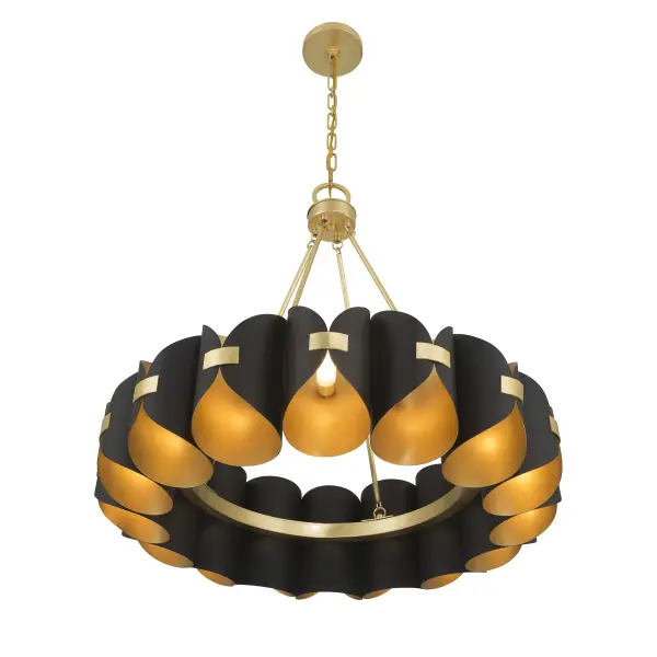 Pelham 16-Light Chandelier in Black Cashmere and True Gold - Image 4