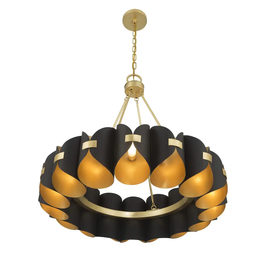 Pelham 16-Light Chandelier in Black Cashmere and True Gold - Image 4