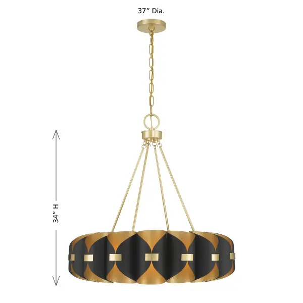 Pelham 16-Light Chandelier in Black Cashmere and True Gold - Image 8