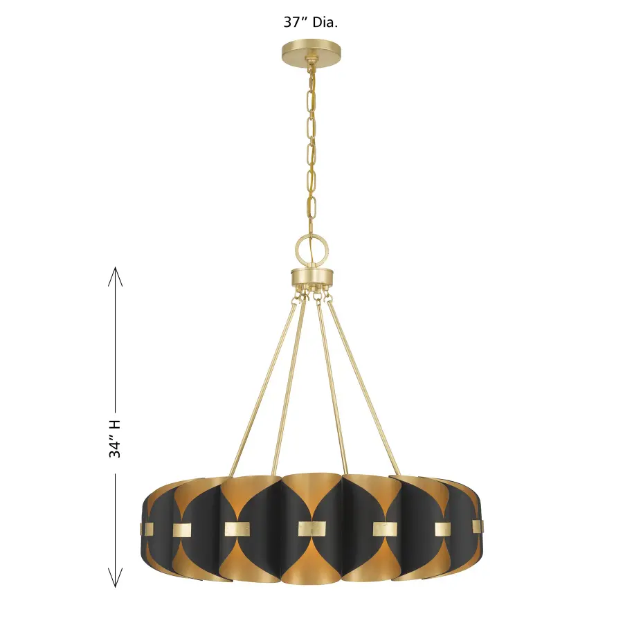 Pelham 16-Light Chandelier in Black Cashmere and True Gold - Image 8