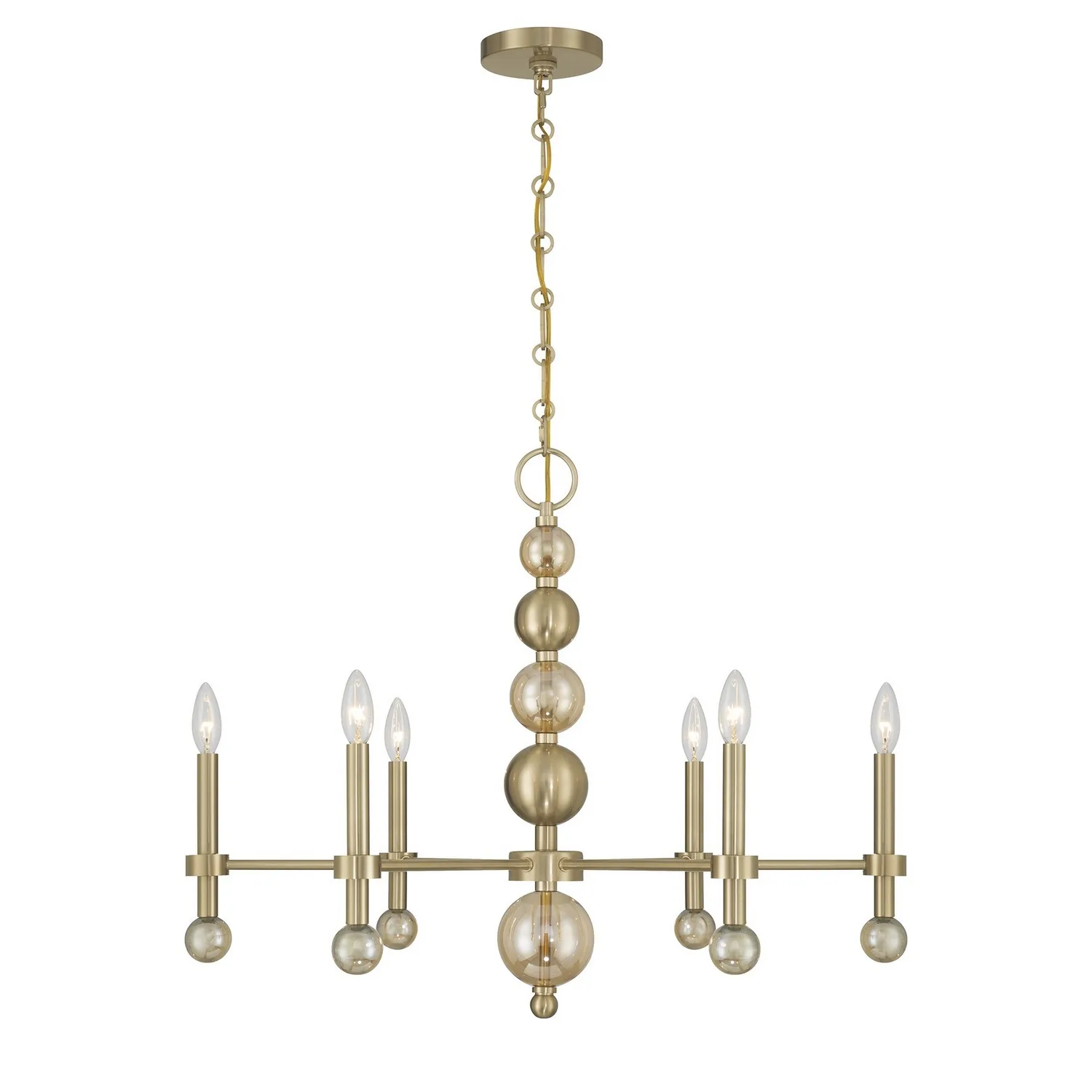 Crescent 6-Light Chandelier in Noble Brass